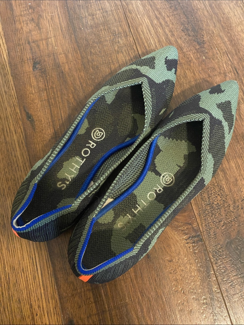 Rothy's Green Camo Pointed Toe Slip-On Loafers